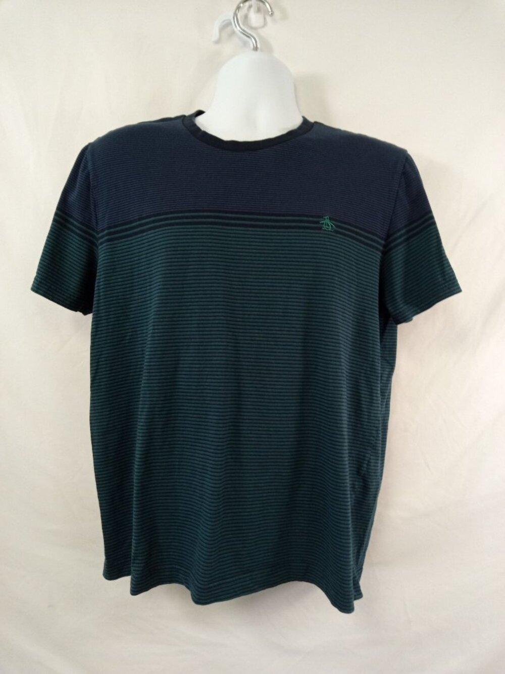 Penguin by Munsingwear Men's Blue/Green Polo Shirt Size Large